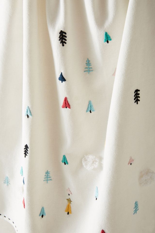 Embroidered Tree Dish Towel #1