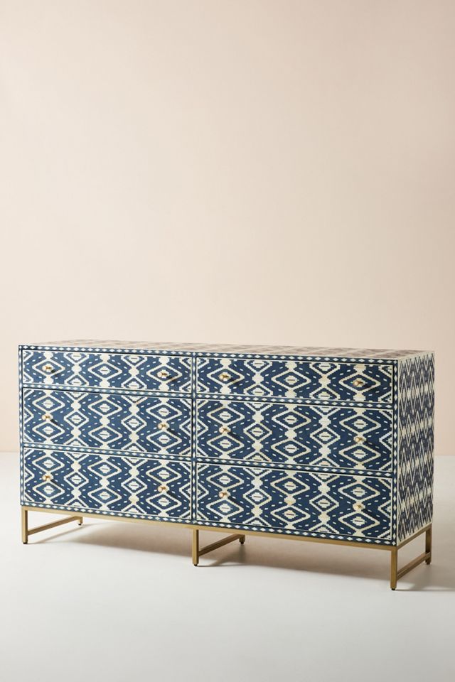 Ikat Inlay Six-Drawer Dresser #1