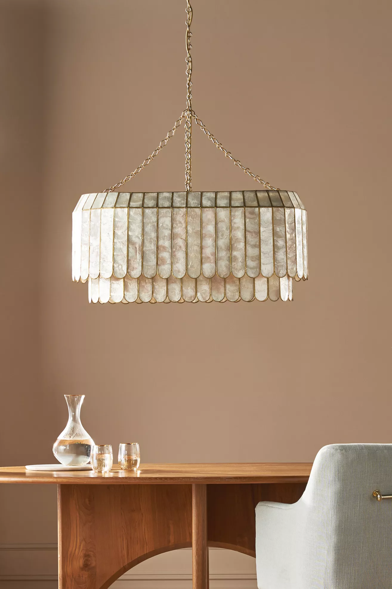 Madelyn Capiz Oval Faceted Chandelier - thumbnail 2