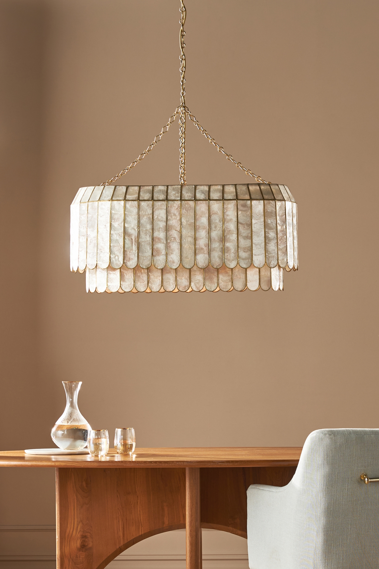 Madelyn Capiz Oval Faceted Chandelier