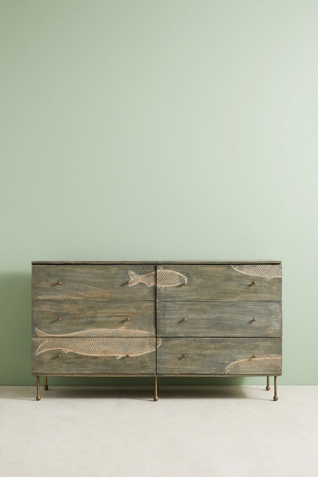Handcarved Streamlet Six-Drawer Dresser #1
