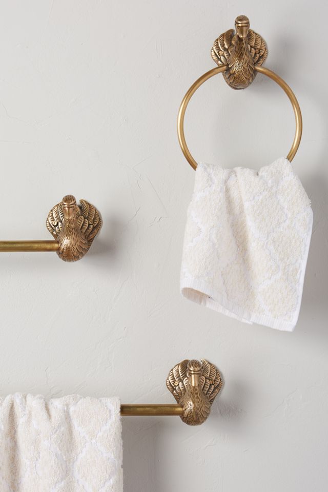 Brass Birdbath Towel Ring #1