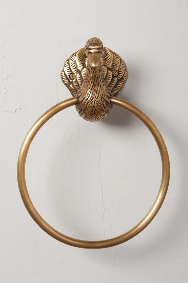 Brass Birdbath Towel Ring #2
