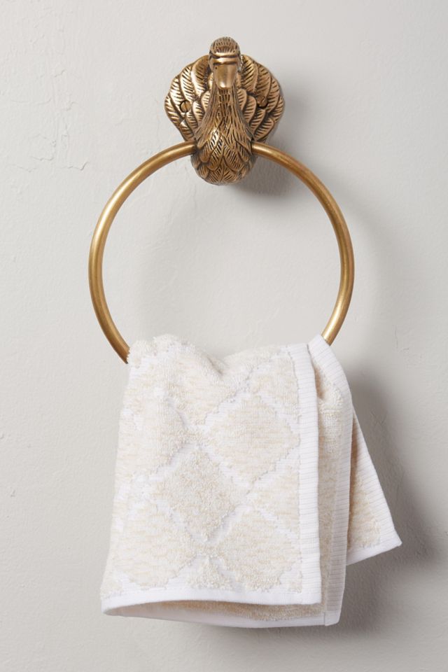 Brass Birdbath Towel Ring