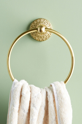 Anthropologie Floral Imprint Towel Ring In Yellow