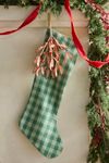Gingham Stocking + Beaded Mistletoe Charm Bundle