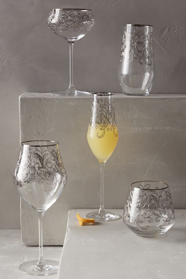 Etched Fern Wine Glass #1