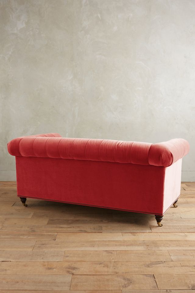 Velvet Lyre Chesterfield Petite Sofa, Hickory #1