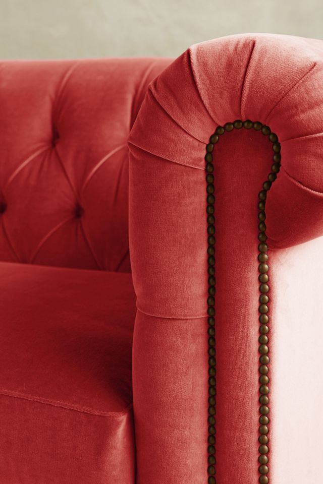 Velvet Lyre Chesterfield Petite Sofa, Hickory #2