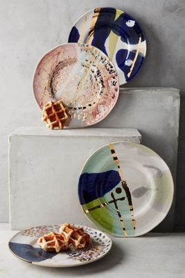 Gold Accent Dessert Plate