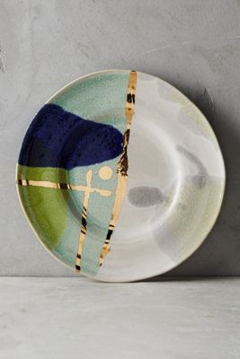 Gold Accent Dessert Plate