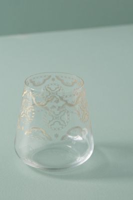 Gilded Medallion Stemless Wine Glass