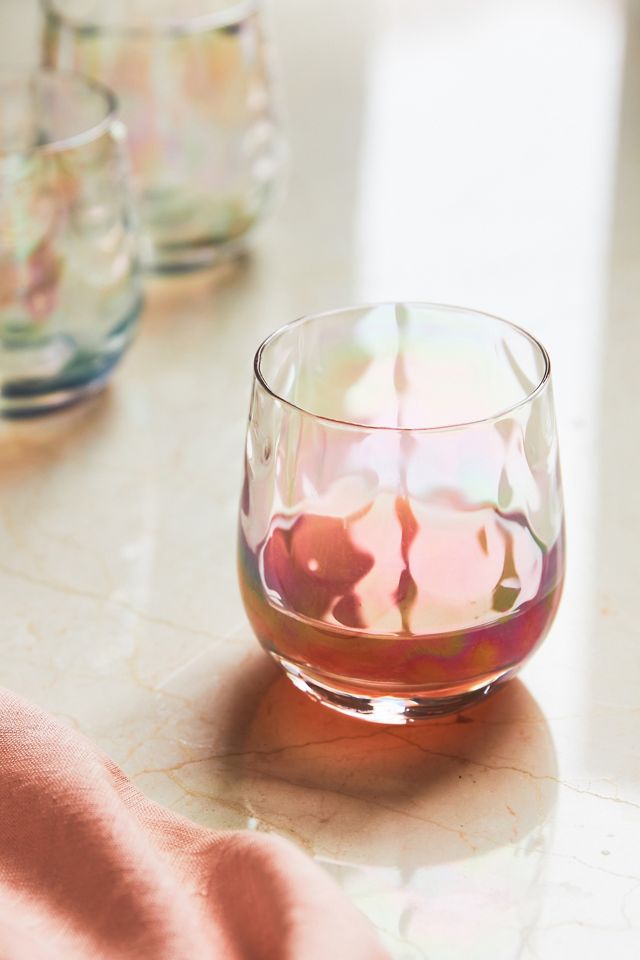 15 oz. Stemless Wine Glass - Boho Rainbow Babe (Set of 4)