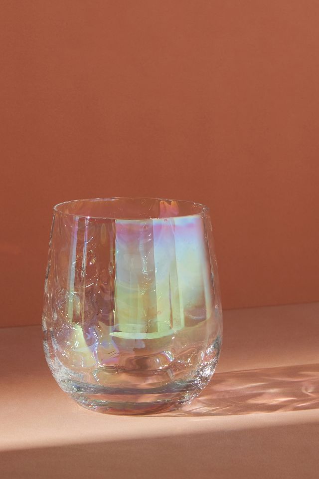 Iridescent stemless wine glasses set of 2/4/6 Unique Cute Gift