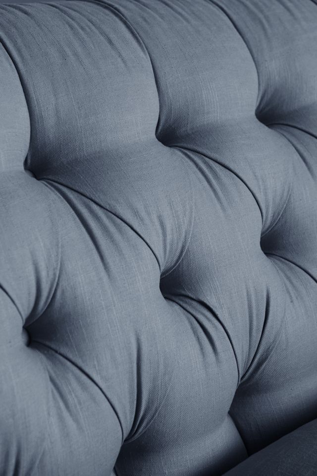 Linen Lyre Chesterfield Sectional, Hickory #3