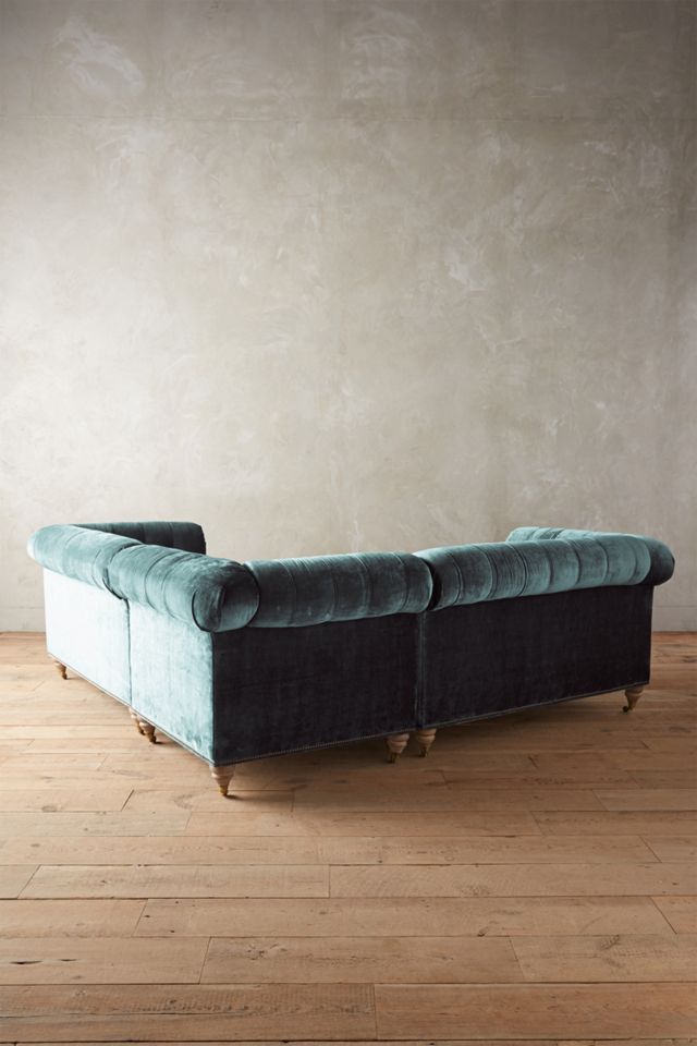Slub Velvet Lyre Chesterfield Sectional, Wilcox #1