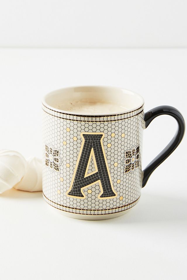 Details about   Anthropologie Hand Painted Orange H Initial Coffee Cup Mug 
