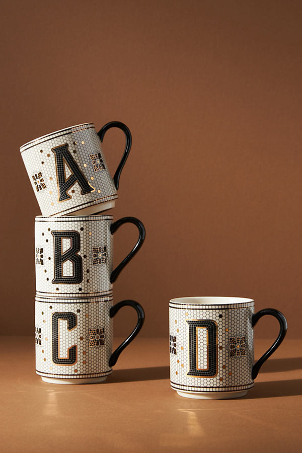 Anthropologie Bistro Tile Margot Monogram Mug By  In Size Mug/cup