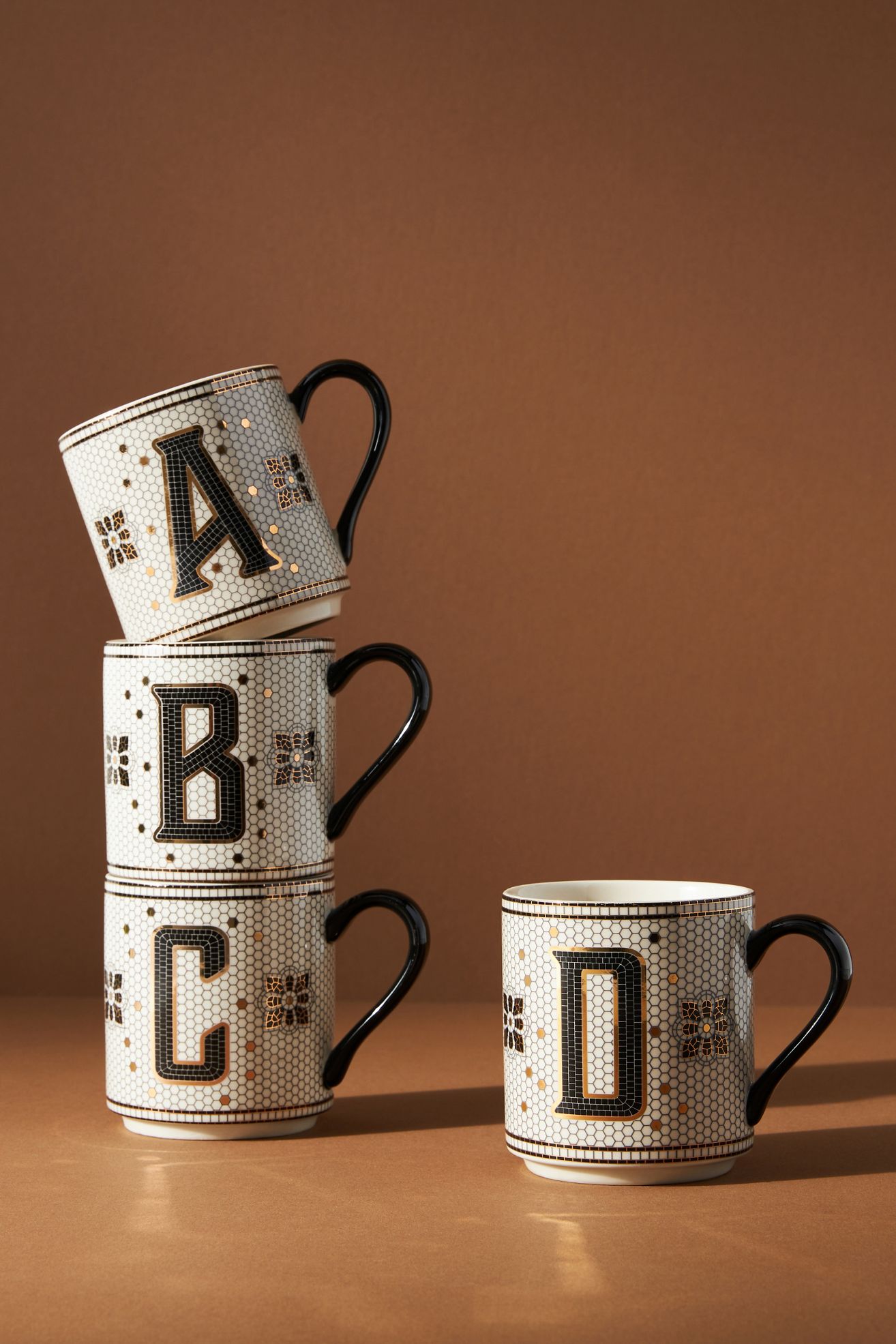 The Bistro Tile Stoneware Mug: Monogram Edition - P, Standard, One Size