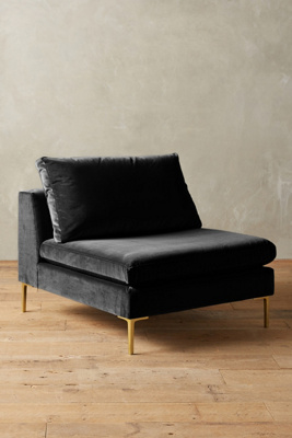 Anthropologie Velvet Edlyn Chair By  In Black Size S