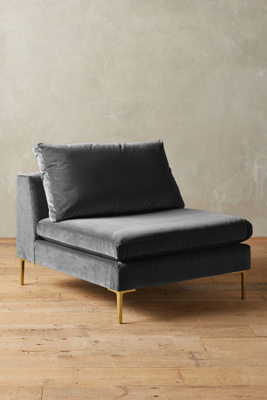 Anthropologie Velvet Edlyn Chair By  In Grey Size S