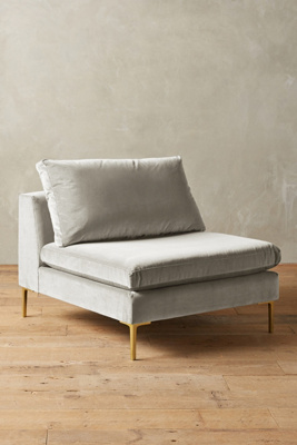 Anthropologie Velvet Edlyn Chair By  In Grey Size S