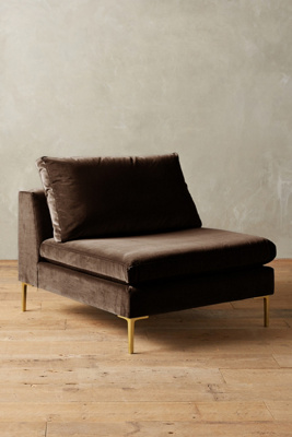 Anthropologie Velvet Edlyn Chair By  In Brown Size S