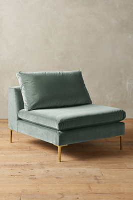 Anthropologie Velvet Edlyn Chair By  In Green Size S