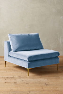 Anthropologie Velvet Edlyn Chair By  In Blue Size S