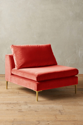 Anthropologie Velvet Edlyn Chair By  In Red Size S