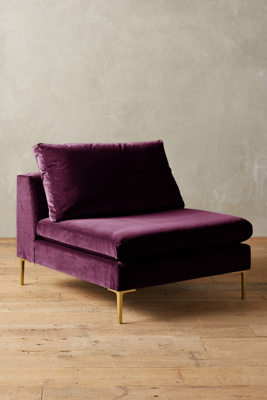 Anthropologie Velvet Edlyn Chair By  In Purple Size S