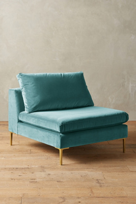 Anthropologie Velvet Edlyn Chair By  In Blue Size S