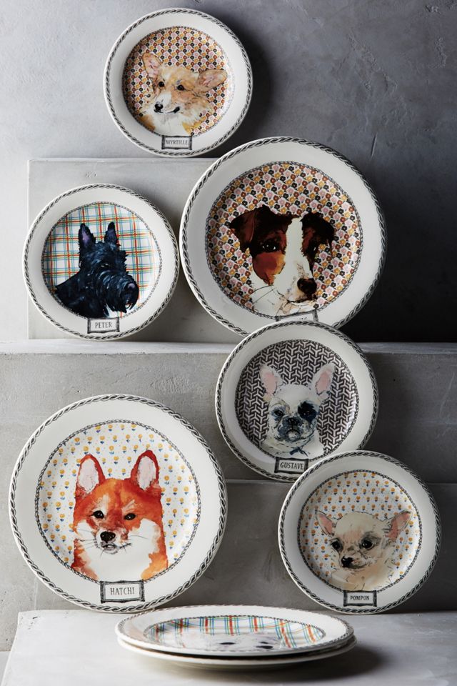 Gien Darling Dog Canape Plate Set #1