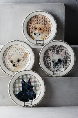 Gien Darling Dog Canape Plate Set
