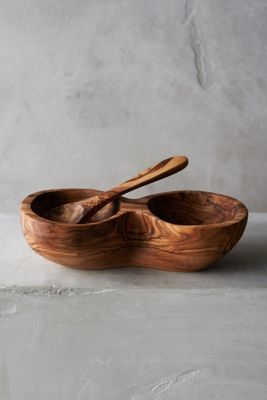 Olive Wood Salt & Pepper Server