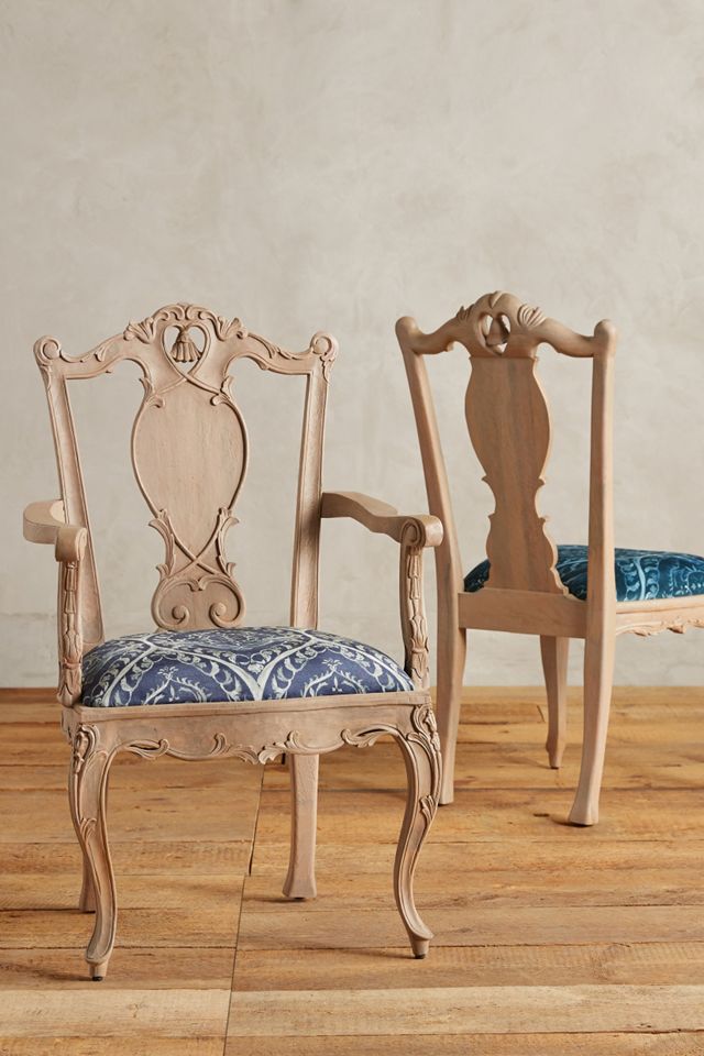 Handcarved Tassel Armless Dining Chair #1
