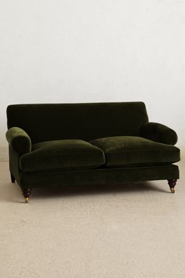 Velvet Willoughby Settee, Hickory