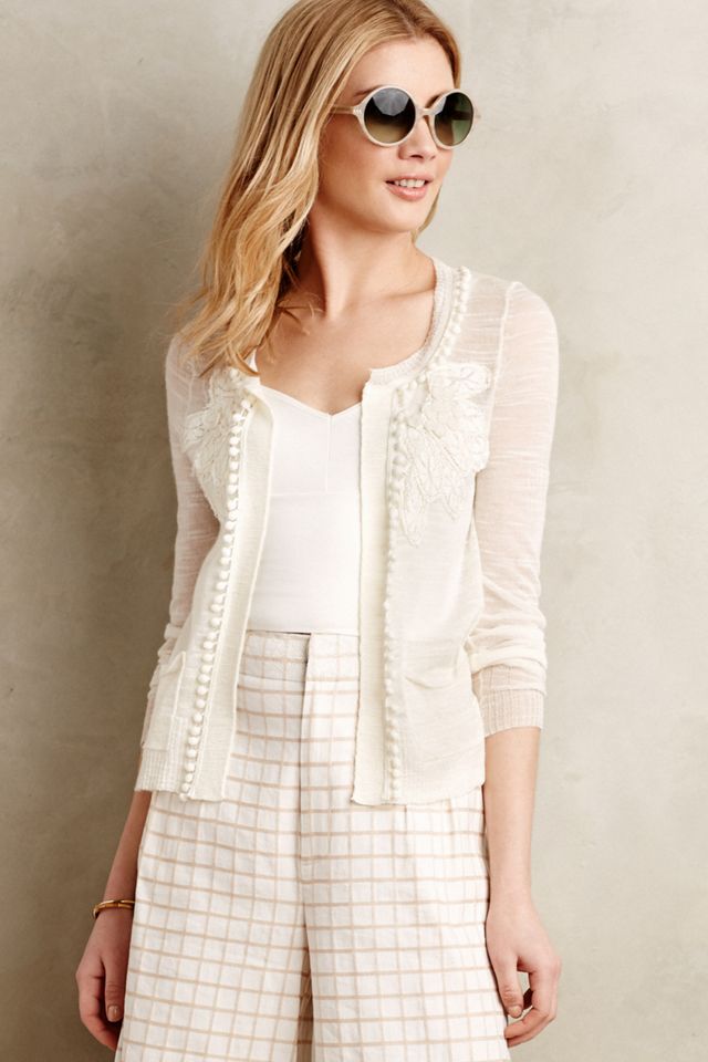 Pom-Fringe Cardigan