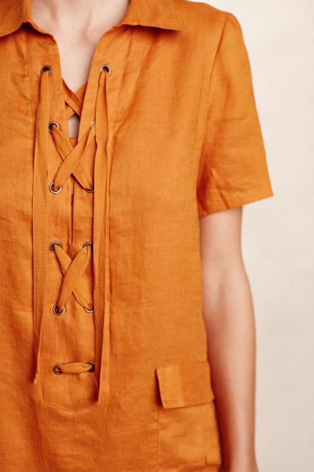 Lace-Up Linen Dress #2