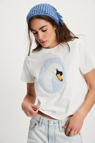 Tricia Fix Eyelet Animal Tee at Free People in White, Size: S