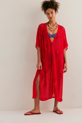 Traveling Easy Kaftan Top by Free People in Red