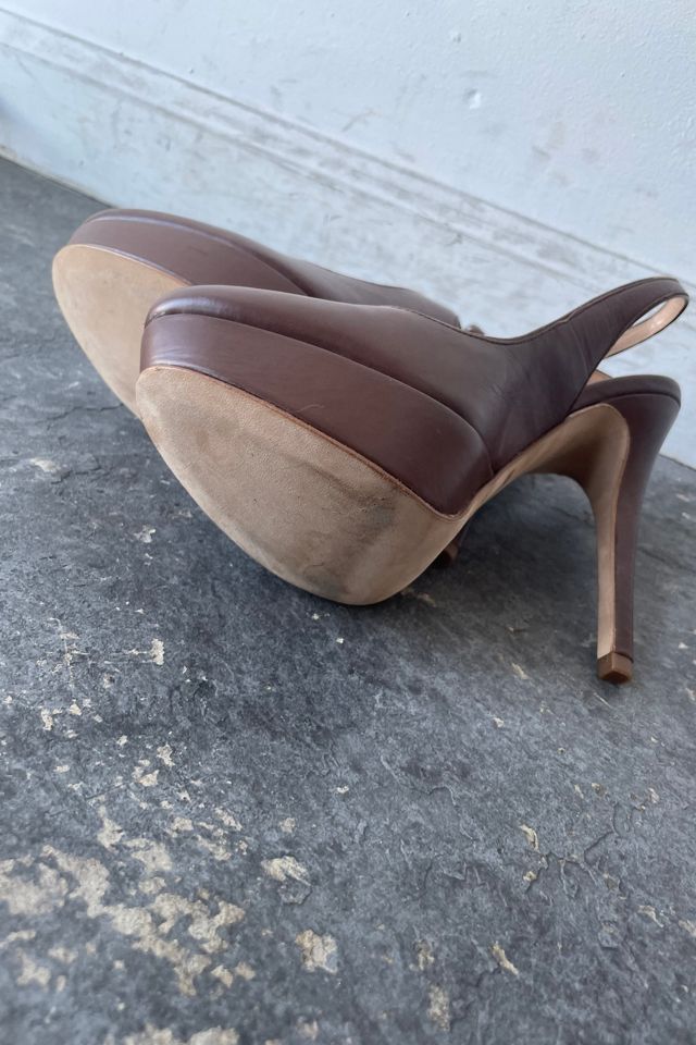 Barney's Co Op Brown Slingback Stilettos Heels Selected by The Curatorial Dept. #2