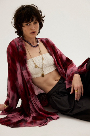 Everyday Tye Dye Open Duster Top by Free People in Pink