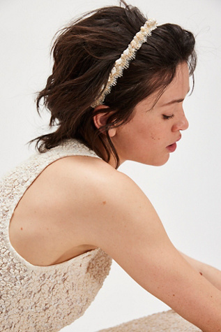 Caspian Shell Tiara Headband by Curried Myrrh at Free People in White