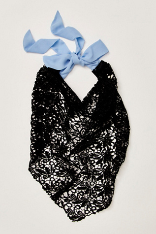 Guipure Lace Hair Scarf by Curried Myrrh at Free People in Black
