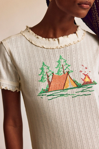 We The Free Campfire Tales Tee at Free People in White, Size: S