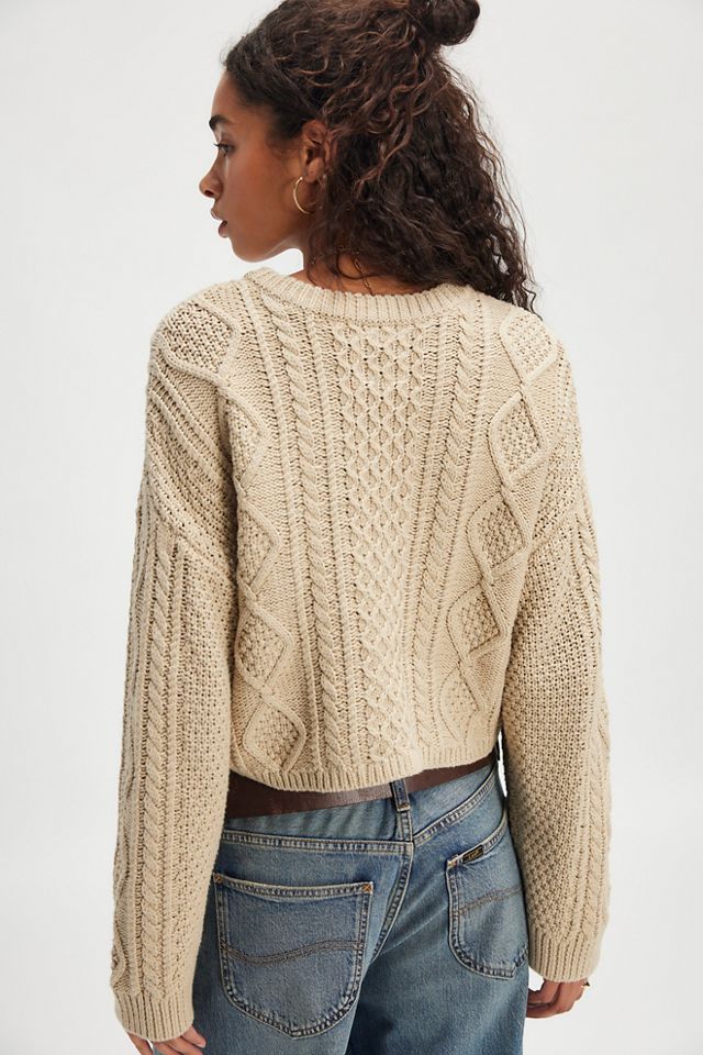 Denimist Cropped Cable Crewneck Sweater #1