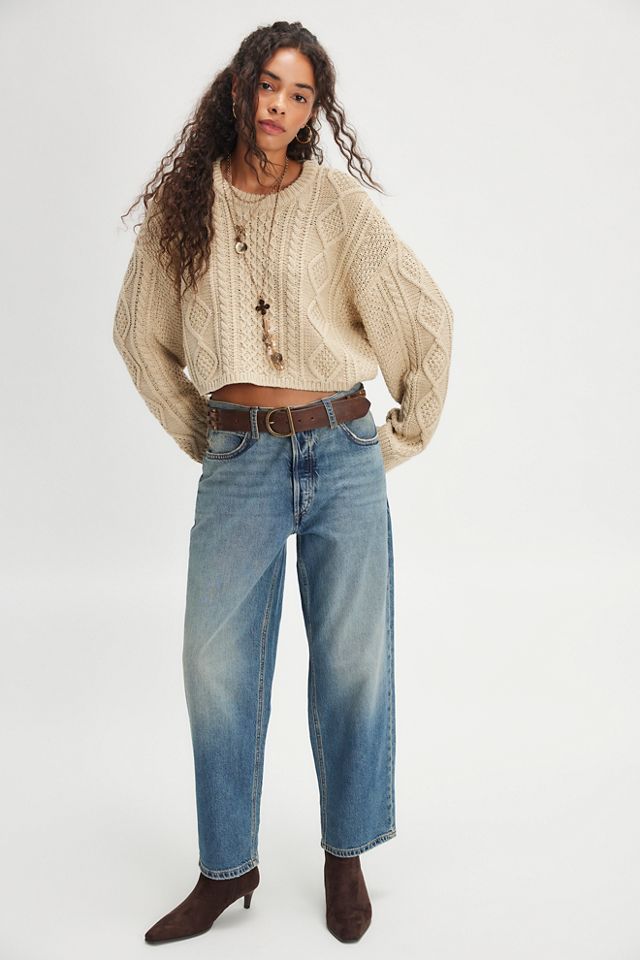 Denimist Cropped Cable Crewneck Sweater #2