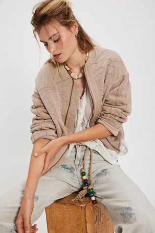 Rose Zip-Up Sweatshirt at Free People in Mocha Meringue, Size: Medium