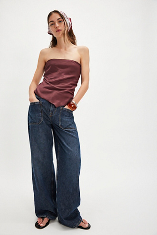FP One Raya Long Satin Top at Free People in Brown, Size: M